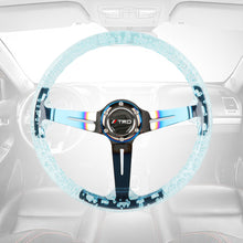 Load image into Gallery viewer, Brand New JDM TRD Universal 6-Hole 350mm Deep Dish Vip Teal Crystal Bubble Burnt Blue Spoke Steering Wheel