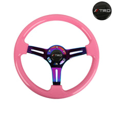 Load image into Gallery viewer, Brand New 350mm 14&quot; Universal JDM TRD Deep Dish ABS Racing Steering Wheel Pink With Neo-Chrome Spoke