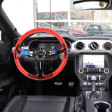 Brand New JDM TRD Universal 6-Hole 350mm Deep Dish Vip Red Crystal Bubble Burnt Blue Spoke Steering Wheel