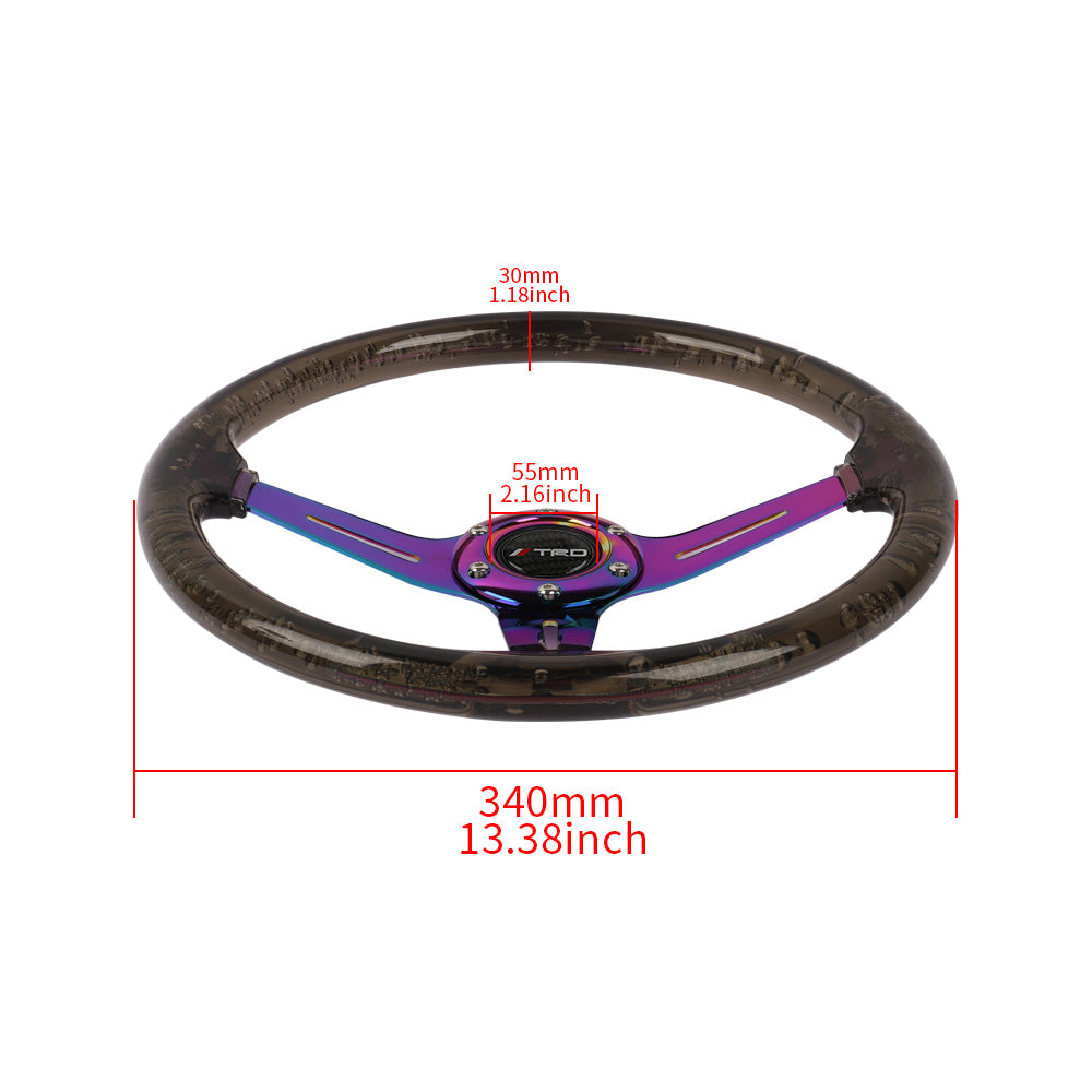 Brand New JDM TRD Universal 6-Hole 350mm Deep Dish Vip Black Crystal Bubble Neo Spoke Steering Wheel