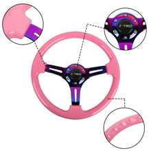 Load image into Gallery viewer, Brand New 350mm 14&quot; Universal JDM TRD Deep Dish ABS Racing Steering Wheel Pink With Neo-Chrome Spoke