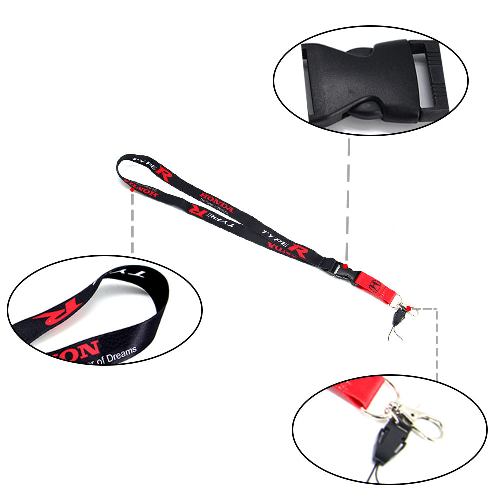 BRAND NEW HONDA TYPE R JDM Car Keychain Tag Rings Keychain JDM Drift Lanyard Black