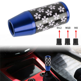 Brand New 9CM Universal Sakura Flower Blue Carbon Fiber Manual Gear Stick Shift Knob Lever Shifter M12 M10 M8