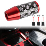 Brand New 9CM Universal Sakura Flower Red Carbon Fiber Manual Gear Stick Shift Knob Lever Shifter M12 M10 M8