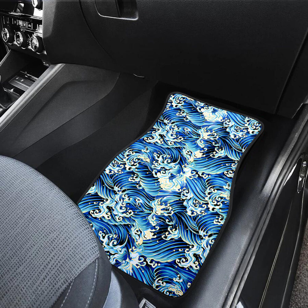 Brand New 4PCS UNIVERSAL SAKURA WAVE Racing Fabric Car Floor Mats Interior Carpets