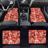 Brand New Universal 4PCS SAKURA WAVE Racing Red Fabric Car Floor Mats Interior Carpets
