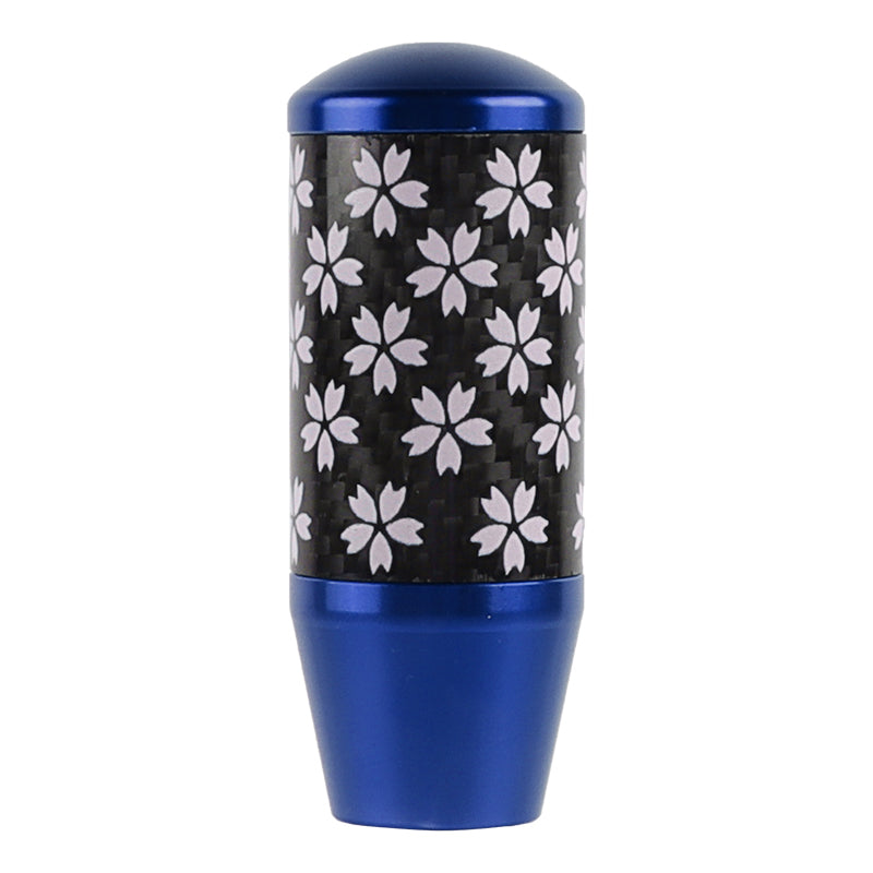 Brand New 9CM Universal Sakura Flower Blue Carbon Fiber Manual Gear Stick Shift Knob Lever Shifter M12 M10 M8