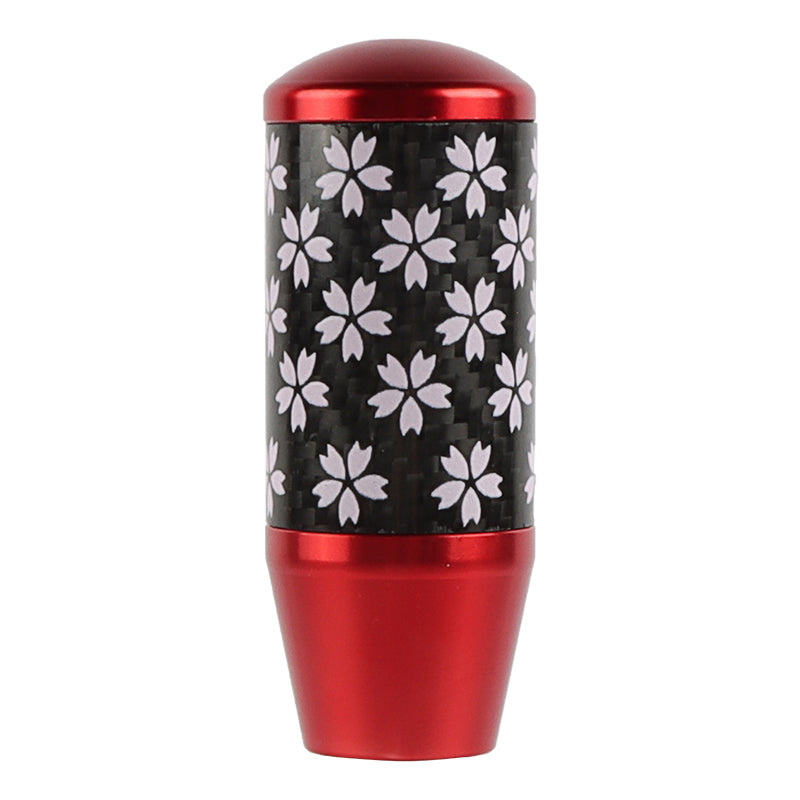 Brand New 9CM Universal Sakura Flower Red Carbon Fiber Manual Gear Stick Shift Knob Lever Shifter M12 M10 M8