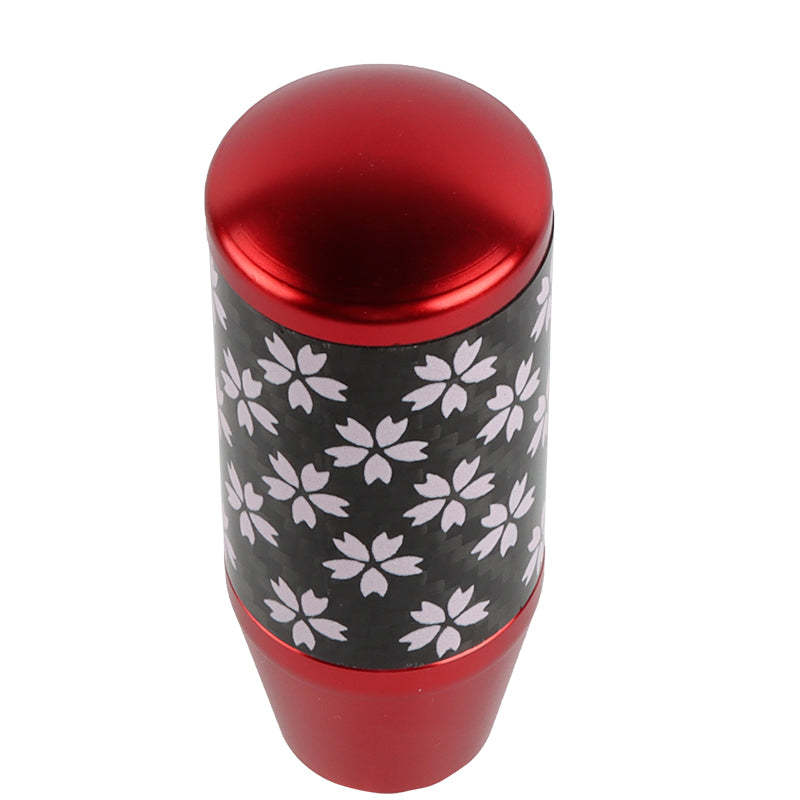 Brand New 9CM Universal Sakura Flower Red Carbon Fiber Manual Gear Stick Shift Knob Lever Shifter M12 M10 M8