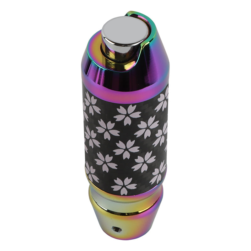 Brand New Universal Sakura Flower Real Carbon Fiber Neo Chrome Aluminum Automatic Transmission Racing Gear Shift Knob