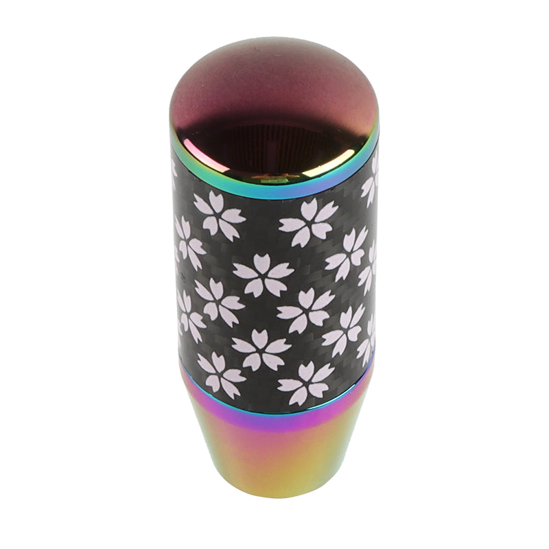 Brand New 9CM Universal Sakura Flower Neo Chrome Carbon Fiber Manual Gear Stick Shift Knob Lever Shifter M12 M10 M8