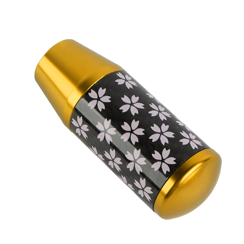 Brand New 9CM Universal Sakura Flower Gold Carbon Fiber Manual Gear Stick Shift Knob Lever Shifter M12 M10 M8