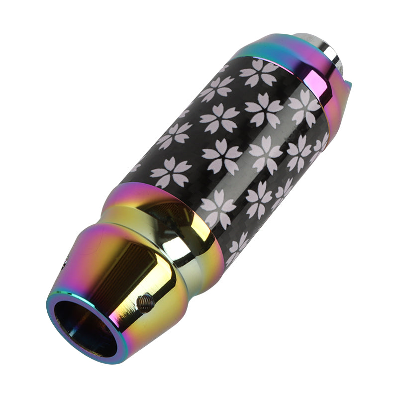 Brand New Universal Sakura Flower Real Carbon Fiber Neo Chrome Aluminum Automatic Transmission Racing Gear Shift Knob