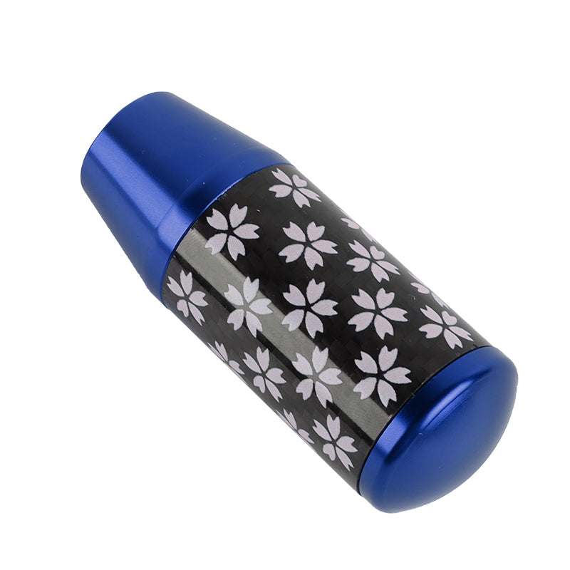 Brand New 9CM Universal Sakura Flower Blue Carbon Fiber Manual Gear Stick Shift Knob Lever Shifter M12 M10 M8