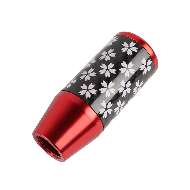 Brand New 9CM Universal Sakura Flower Red Carbon Fiber Manual Gear Stick Shift Knob Lever Shifter M12 M10 M8