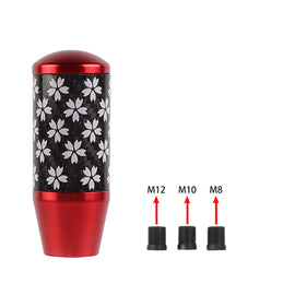 Brand New 9CM Universal Sakura Flower Red Carbon Fiber Manual Gear Stick Shift Knob Lever Shifter M12 M10 M8
