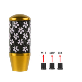 Brand New 9CM Universal Sakura Flower Gold Carbon Fiber Manual Gear Stick Shift Knob Lever Shifter M12 M10 M8