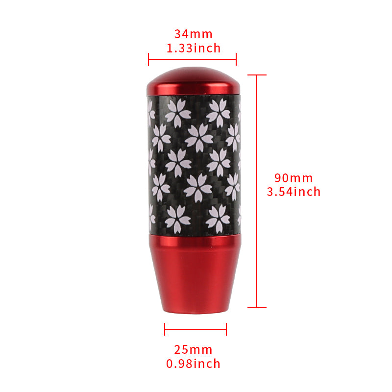 Brand New 9CM Universal Sakura Flower Red Carbon Fiber Manual Gear Stick Shift Knob Lever Shifter M12 M10 M8