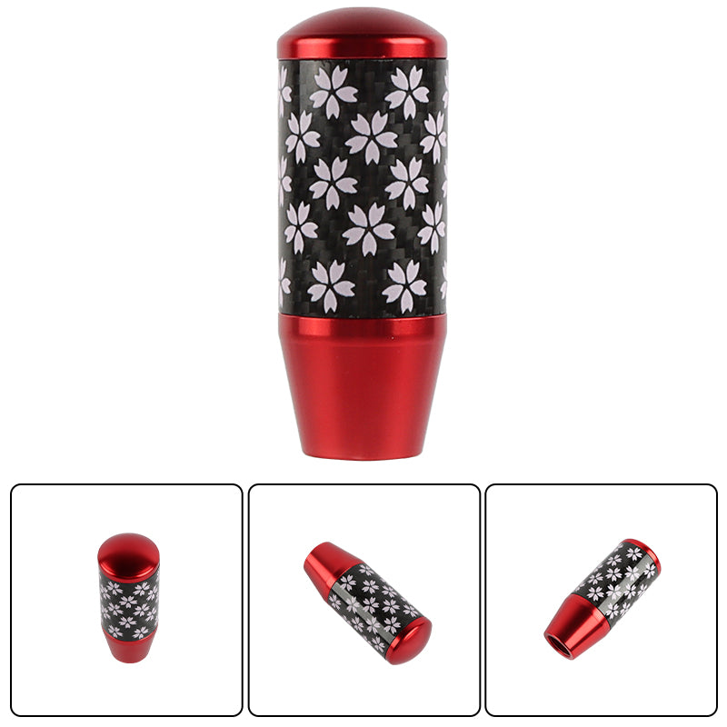 Brand New 9CM Universal Sakura Flower Red Carbon Fiber Manual Gear Stick Shift Knob Lever Shifter M12 M10 M8