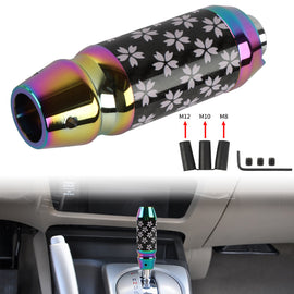 Brand New Universal Sakura Flower Real Carbon Fiber Neo Chrome Aluminum Automatic Transmission Racing Gear Shift Knob