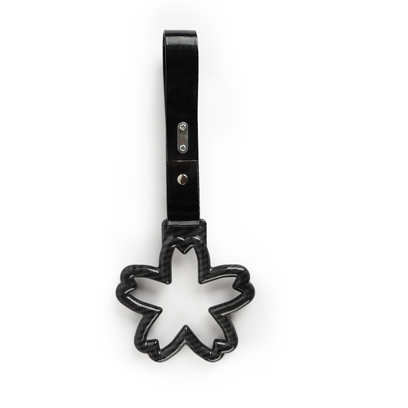 Brand New Flower Carbon Fiber JDM TSURIKAWA Ring Subway Train Bus Black Handle Strap Charm Drift
