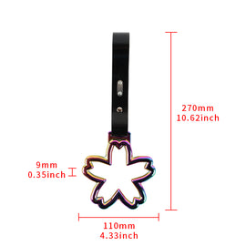 Brand New Flower Neo Chrome JDM TSURIKAWA Ring Subway Train Bus Handle Black Strap Charm Drift