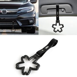 Brand New Flower Carbon Fiber JDM TSURIKAWA Ring Subway Train Bus Black Handle Strap Charm Drift