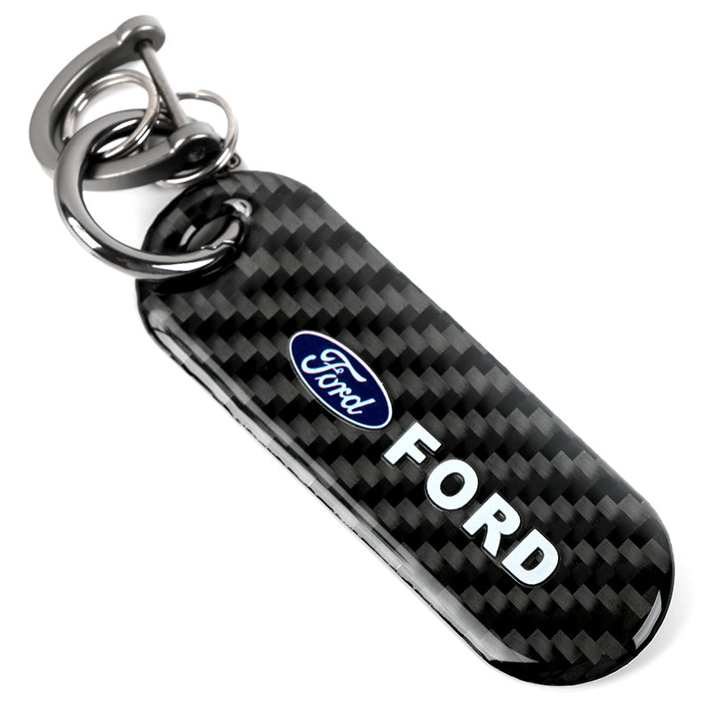 Brand New Universal 100% Real Carbon Fiber Keychain Key Ring For Ford