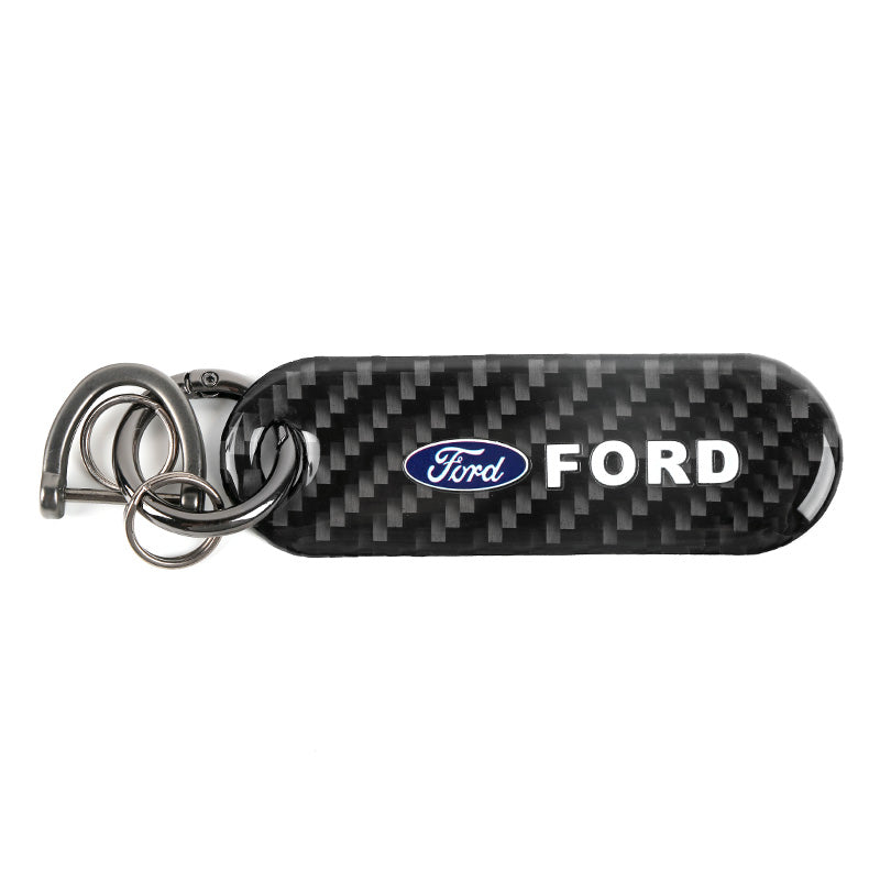 Brand New Universal 100% Real Carbon Fiber Keychain Key Ring For Ford