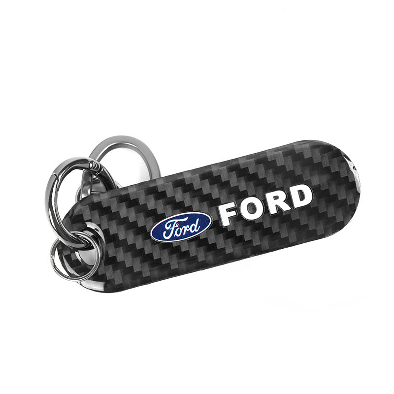 Brand New Universal 100% Real Carbon Fiber Keychain Key Ring For Ford