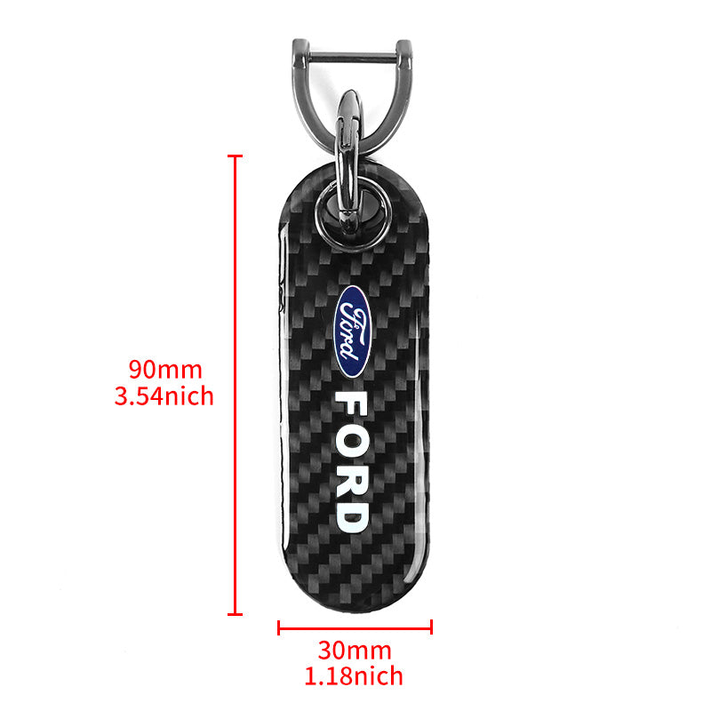 Brand New Universal 100% Real Carbon Fiber Keychain Key Ring For Ford