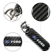 Load image into Gallery viewer, Brand New Universal 100% Real Carbon Fiber Keychain Key Ring For Ford