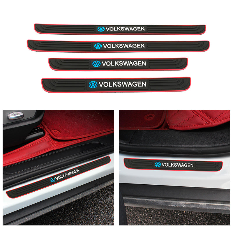 Brand New 4PCS Universal Volkswagen Red Rubber Car Door Scuff Sill Cover Panel Step Protector