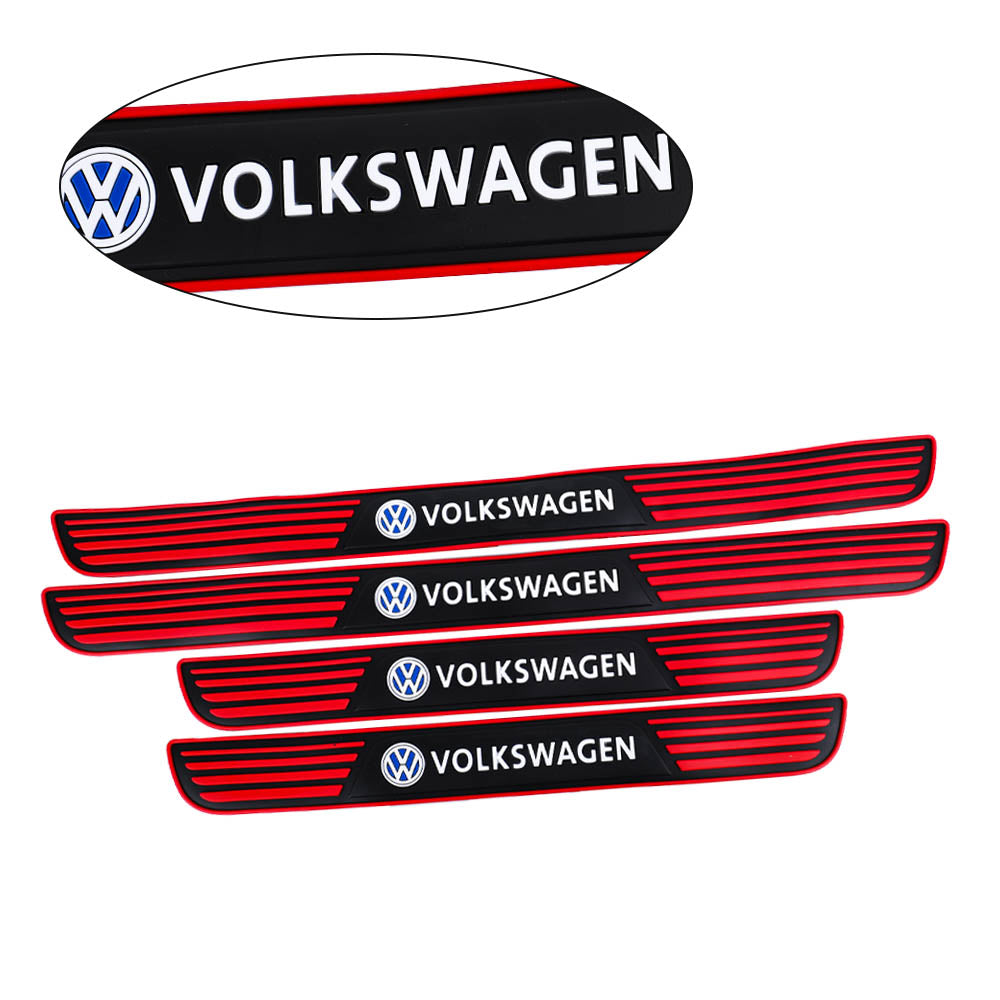 Brand New 4PCS Universal Volkswagen Red Rubber Car Door Scuff Sill Cover Panel Step Protector V2